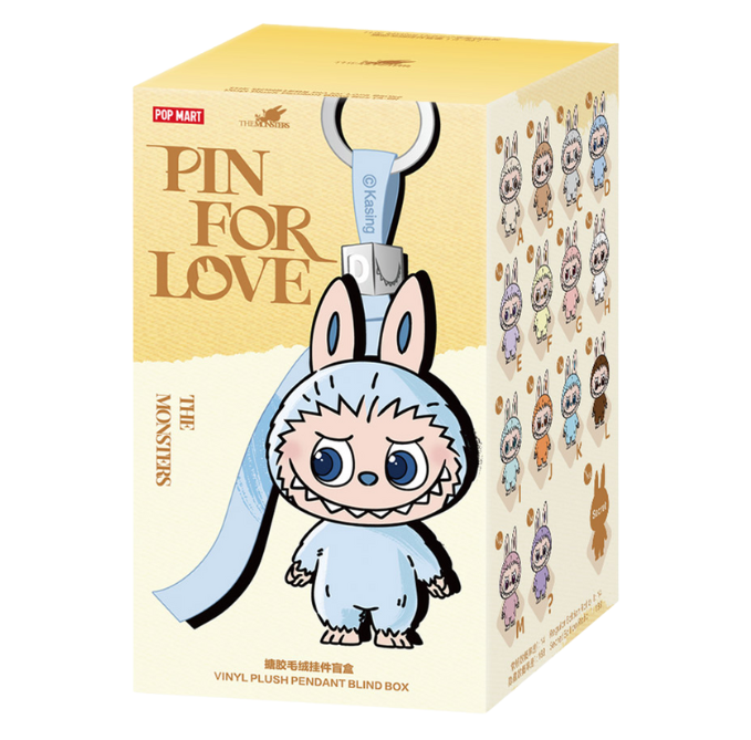 Pop Mart Labubu The Monsters Pin for Love Series Vinyl Plush Pendant (A-M) Sealed Case (14 Blind Box)