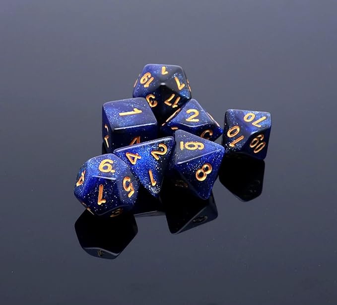 Dice Set Dark Blue Mix Black Nebula Dice for Dungeon and Dragons D&D