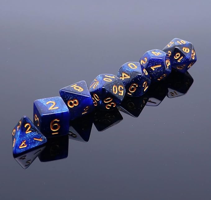 Dice Set Dark Blue Mix Black Nebula Dice for Dungeon and Dragons D&D