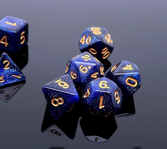 Dice Set Dark Blue Mix Black Nebula Dice for Dungeon and Dragons D&D