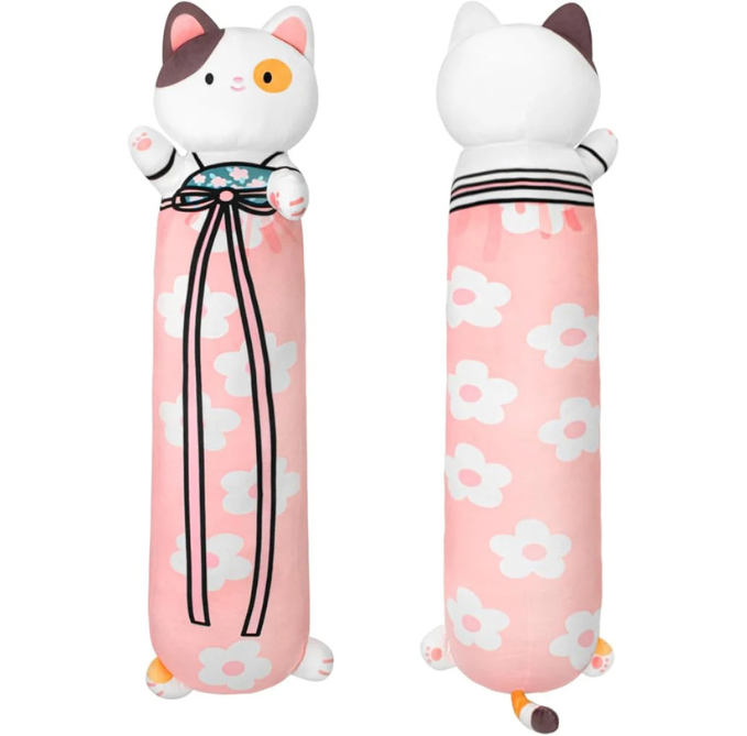70cm Long Cat Plush Body Pillow 28” Cherry Blossom