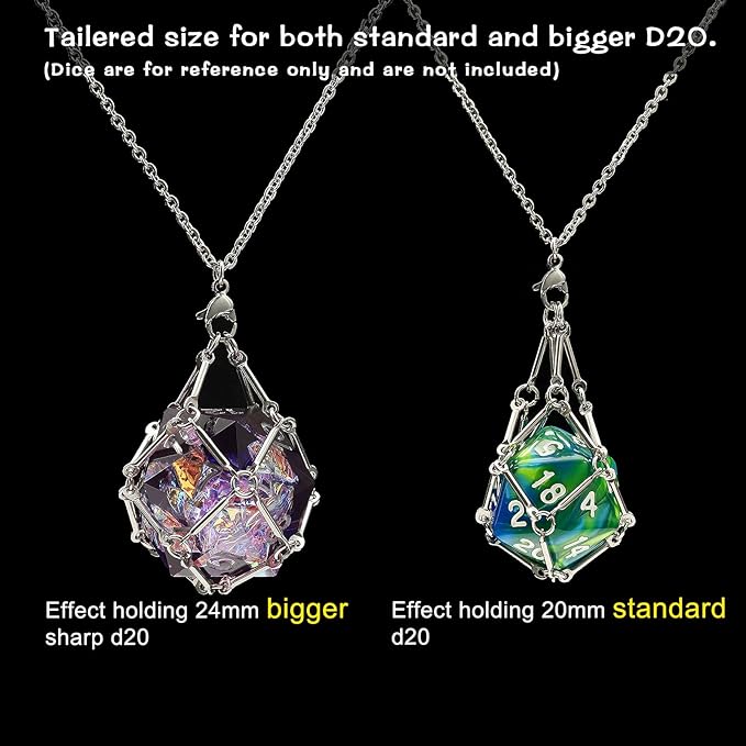 Necklace Empty Dice Cage for D20 Dice D&D Dungeons and Dragons