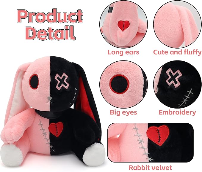 Goth Bunny Plush Rabbit Stuffed Animal
