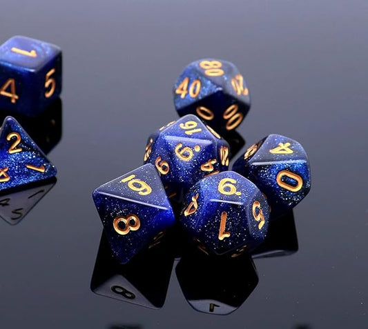 Dice Set Dark Blue Mix Black Nebula Dice for Dungeon and Dragons D&D