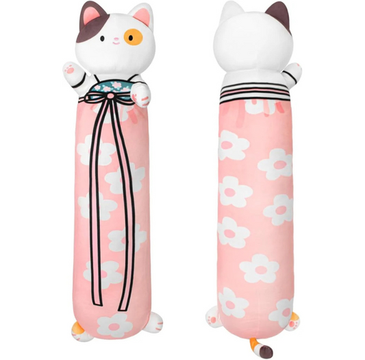 70cm Long Cat Plush Body Pillow 28” Cherry Blossom