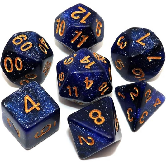 Dice Set Dark Blue Mix Black Nebula Dice for Dungeon and Dragons D&D